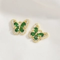 Gold-plated butterfly pendants with emerald green zircons for DIY jewelry making - Green Zircon Butterfly Style