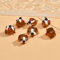 DIY glass bulldog spacer beads with vertical holes for handmade jewelry and accessories - Coffee Dog (15x11mm)