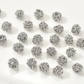 14k gold plated twisted wire hollow round spacer beads for DIY jewelry making accessories - Silver
