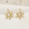 Golden snowflake pendant with cubic zirconia for DIY jewelry making and necklaces - 14# Gold-White Zirconia Snowflake
