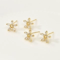 Boucles d'oreilles étoile en argent S925 avec placage or 18 carats et zircon - Style Fleur Or 18K