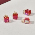 4er-Set Weihnachts-Kristallanhänger als Geschenkbox mit Golddrahtschleife für DIY-Schmuck - 17# 9mm Rote Aurora Geschenkbox