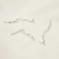 Connettori a forma di corno in argento lucido con doppi anelli per gioielli DIY - Set di Connessione Corno Colore Argento / 1 set