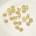 Dettaglio di copriperle a fiocco di neve placcati in oro 14k per creazione gioielli - Stile C Cappuccio / Circa 6.4mm / Oro 14K