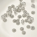 Dettaglio di copriperle a cinque petali argentati traforati per creazione gioielli fai da te - Stile C Cappuccio / Circa 6.4mm / Bianco K/Argento
