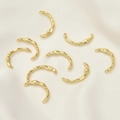 Set of 8 gold plated irregular textured C-shape rings with loops for DIY jewelry making - Irregular Half Ring / 18k Gold (16#)