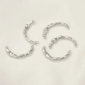 Irregular textured silver plating 14k gold wave ring for DIY jewelry making component - Irregular Half Ring / White K Gold (17#)