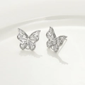 Zilveren vlinder oorknopjes met baguette en marquise geslepen zirkonia steentjes - Vlinder Zilver (16.2*14.8mm)