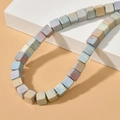 Natural rainbow stone cube beads for DIY necklaces with colorful pastel matte finish - Small Square Style / Multicolor
