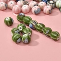 Détail de perles en céramique en forme de citrouille avec glaçure pour bijoux DIY - Perle Citrouille Vert Foncé