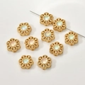 Detail of gold floral spacer beads with moonstone and zircons for DIY jewelry - Green Light Snowflake Spacer (6#)