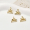 14k gold plated castle crown charms with pavé cubic zirconia for DIY jewelry making - Gold Castle