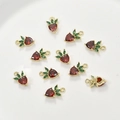 14k gold plated strawberry pendants with red heart cubic zirconia for DIY jewelry making - 1 Piece (Approx 7.3*12mm)