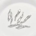 Macro shot of 14k gold-plated irregular wavy connector for handmade jewelry DIY projects - Fat Irregular Double Hole (33.4x6.4mm) / Silver