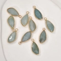 Set of 9 gold-plated irregular blue natural stone charms for DIY jewelry making - Amazonite (No. 7 Irregular Shape)