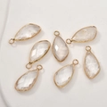 Detail of seven pear-shaped faceted crystal pendants with gold-plated metal edges - White Crystal (3# Irregular Shape)
