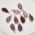 Faceted purple teardrop crystal pendants with gold copper edges for jewelry making - Amethyst (2# Irregular Shape)