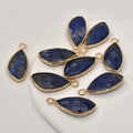 Faceted leaf-shaped blue lapis stones with gold-plated edges for DIY jewelry making - Lapis Lazuli (9# Irregular Shape)