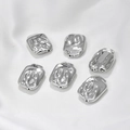 Set of 6 silver irregular rectangle spacer beads with high-polish finish for DIY jewelry - Irregular Flat Rectangular Style / 1 Piece / Silver
