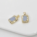 Detail of rectangular blue synthetic opal pendants with 14k gold plated four-prong setting - Blue Irregular Opal Drill Rectangular Pendant
