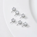 Set di 6 ganci per ciondoli argentati con zirconi per creazione gioielli fai-da-te - 8.9x4.8mm Ago 0.85mm / Stile con Singola Zirconia Colore Argento (Medio-68)