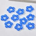 Close-up of ten royal blue glass flower beads for DIY jewelry making on white surface - Flower Style (12#) / 1 Piece / Lake Blue