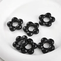 Detail of five black resin flower beads with central holes for DIY jewelry making - Flower Style (3#) / 1 Piece / Black