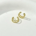 Minimalistische 14k vergoldete Ohrklemmen mit doppelter Kordelstruktur und C-Form Design - Gedrehtes Muster Ohrklemme / Gold