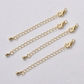 Lot de 4 chaînes d'extension en or 14K avec fermoirs mousquetons et pendentifs goutte - Goutte d'Eau Or