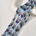 Makroansicht blauer gemischter rechteckiger Kristallglasperlen für DIY-Schmuck - 1 Strang 76 Stück / 16# Blau-Grau-Serie