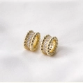 Macro detail of 14k gold-filled barrel bead with sparkling cubic zirconia inlay - Gold Milgrain Edged Style (1# A Style)