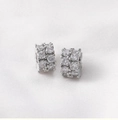 Macro shot of silver pavé hoop earrings with two rows of brilliant-cut cubic zirconia - Silver Round Zirconia Style (9# D Style)
