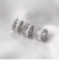 Macro shot of 14k gold-filled barrel beads with baguette-cut cubic zirconia insets - Silver Rectangular Zirconia Style (8# C Style)