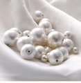 Detailed view of high-quality white cotton pearls on satin for jewelry making DIY - 1# White Straight Hole / 6mm
