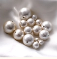 Macro shot of assorted size cotton pearls with silk texture for DIY jewelry making - 9# Champagne Straight Hole / 6mm