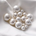 Premium cream white cotton pearl beads with hole for DIY jewelry making and accessories - 5# Beige Straight Hole / 6mm