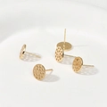 18 Karat vergoldete Waben-Ohrstecker aus Messing mit S925 Silberstift für DIY-Schmuck - Großer Wabensockel (中-26) / 18K Gold
