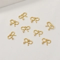 Neun 14k vergoldete Schleifenanhänger mit Zirkonia-Einlage für DIY-Schmuckherstellung - 14K Gold Rechte Kleine Schleife Stil