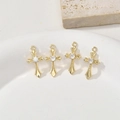 Detailed macro of 14k gold plated cross charms with zircon for DIY jewelry making - Gold Transparent Zirconia Style (1# Gold White Zircon Cross)