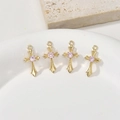 Detailed close-up of 14k gold-plated retro cross charms with pink zircon inlays for DIY jewelry - Gold Pink Zirconia Style (3# Gold Pink Zircon Cross)