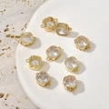 14k gold plated square zircon connector pendant for DIY jewelry bracelets and necklaces - White Zirconia Square / White