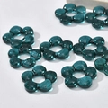 Transparent lake blue flower-shaped glass beads for DIY jewelry and earring making - Flower Style (14#) / 1 Piece / Peacock Green