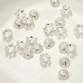 Copriperle a fiore in argento con design a fiocco di neve per gioielli fai-da-te - Style K Bead Cap / Circa 9,5 mm / Argento Spesso