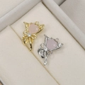 Détail de breloques nœud en or 14k et cœur rose pour la création de bijoux DIY - Or - Bouquet de Coeurs en Zircon Rose Opale