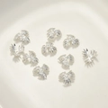 Distanziatori argentati per gioielli fai-da-te con design a foglia di fiocco di neve - Style L Bead Cap / Circa 11 mm / Argento Spesso