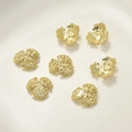6pz copriperle a forma di fiocco di neve placcati oro 14k per gioielli DIY - Style M Bead Cap / Circa 11.8mm / Oro 14K