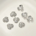 Copriperle a forma di fiore d'argento per creazione gioielli fai da te set da otto pezzi - Style M Bead Cap / Circa 11.8mm / Bianco K/Argento