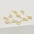 Nine 14k gold plated square zircon pendant bail connectors for DIY jewelry making - 14k Gold (Approx 8.8*4.6mm)