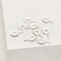 9-piece set of square zircon-inlaid 14k gold-plated jewelry pendant connectors - Silver (Approx 8.8*4.6mm)