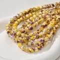 Macro view of 8mm oil painting style turquoise round beads for DIY jewelry making - Yellow Splatter (14#) / 8mm Diameter